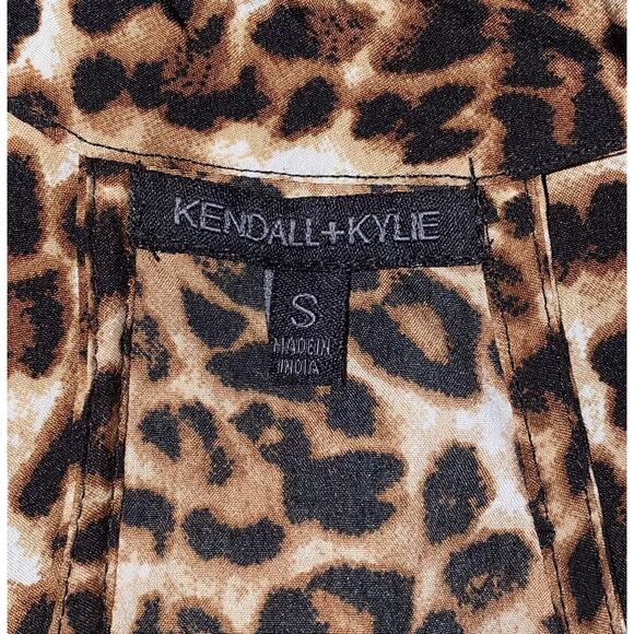 Kendall and Kylie Animal Print Sz S Wrap Dress Ruched Racer back Hi low Maxi - Picture 6 of 10